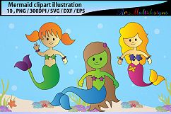 Mermaid clip art / water girls / High Quality / beauty girl clipart / mermaid vector / mermaid cutfile / EPS / PNG / SVG / DXf / icon Product Image 3