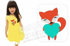 Fox Machine Embroidery Design Animals Heart Love 4 Sizes Product Image 1