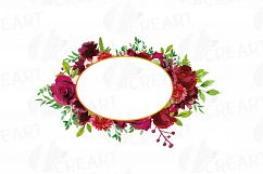 Boho bordo floral frames watercolor clip art pack, burgundy Product Image 14