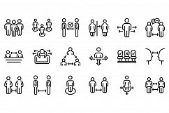 Keep distance icons set, outline style Product Image 1