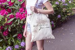 Tote Bage Mockup - Woman walking in garden Product Image 3