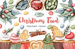 Christmas food watercolor clipart Product Image 1