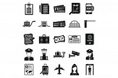 Police passport control icons set, simple style Product Image 1