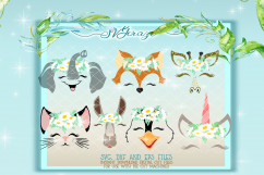 Animal Face Bundle Elephant Fox Giraffe Cat Penguin Unicorn Product Image 1