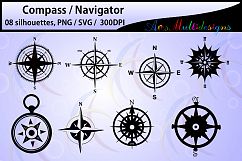 Compass Silhouette / compass svg files / High Quality / clipart / vector / navigator silhouette / Silhouette Studio &amp; Cricut, Vector Art Product Image 1