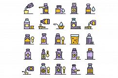 Cough syrup icons set vector flat Product Image 1