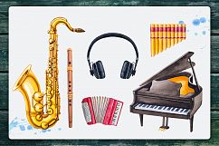 Musical instruments. Watercolor. Product Image 4