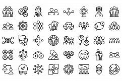 Crew icons set, outline style Product Image 1