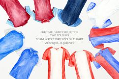 Watercolor clipart of football shirt in 2 colors Product Image 1