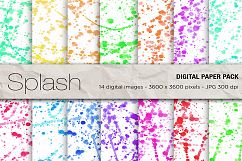 Watercolor Splashes Digital Paper, Hand Painted Watercolor Splashes Background, Watercolour Splash Textures  Product Image 1