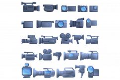 Camcorder icons set, cartoon style Product Image 1