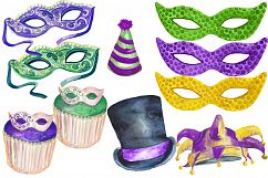 Watercolor Mardi Gras digital clip art Product Image 3