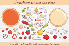 Pizza Doodles set. Vector elements and seamless patterns. Product Image 2