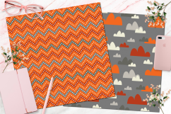 Boy Seamless Digital Patterns, Orange, Red, Gray Product Image 5