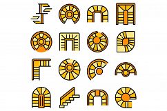 Spiral staircase icons set vector flat Product Image 1