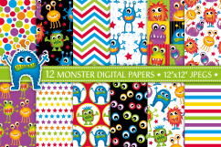 Monster digital papers, Monster patterns Product Image 1