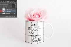 Coffee mug mock up white mug mockup cup template mockups cup mock ups psd smart mug mock-up romantic valentine wedding mugs mock-ups floral rose Product Image 2