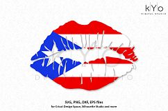 Puerto Rico Flag Girl Lips SVG PNG DXF EPS files Product Image 1