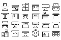 Table icons set, outline style Product Image 1