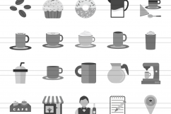 90 Coffee &amp; Cafe Flat Greyscale Icons Product Image 2