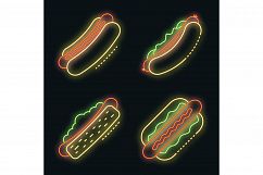 Hot dog icons set vector neon Product Image 1