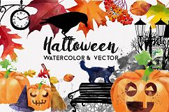 Halloween watercolor and vector Product Image 1