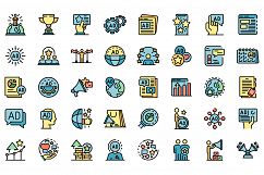 Advertising Manager icons set vector flat Product Image 1