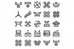Drone icons set, outline style Product Image 1