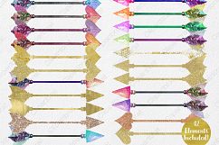 GOLD METALLIC ARROWS Clipart Watercolor Arrow Graphics with Gold Glitter Foil Confetti Boho Chic Tribal Graphics Product Image 2