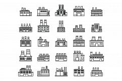 Energy recycle factory icons set, outline style Product Image 1