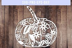 Pumpkin SVG Cut File, Autumn Papercut Template, DXF EPS PNG Product Image 2