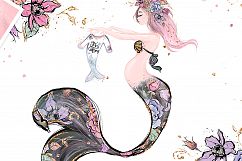 Mother and Baby Mermaid Clipart Product Image 6