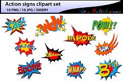 action signs / High Quality clipart / action sign silhouette / zap clipart / bang clipart / pow clipart / boom clipart /pop art / comic book Product Image 2