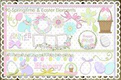 Springtime / Easter Clip Art / Element Pack 90 piece set.  Product Image 1