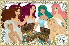 Mermaids Clipart design in Turquoise - Huge Set of : PNG files Product Image 2