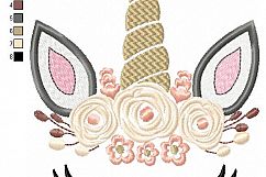 Pretty Unicorn Eyes Head Floral Design - Unicorn EMBROIDERY DESIGN FILE - Unicorn Shabby Chic Face Instant download - 4 sizes Product Image 8