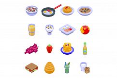 Healthy breakfast icons set, isometric style Product Image 1