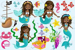 Mermaid Princess clipart, African AMerican Mermaids clipart, graphics, illustrations AMB-1363 Product Image 4