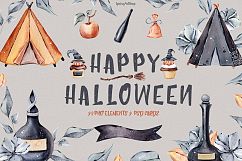 Halloween watercolor set Big autumn watercolor clipart Product Image 1