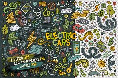 Electric Cars Doodles Cartoon Objects Set Product Image 2