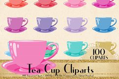 100 Tea Cup Clip Arts, Garden Party, Tea Party, Tea Time Product Image 1