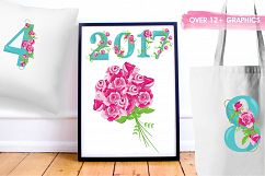 Floral Numbers graphics and illustrations Product Image 5