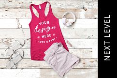 Next Level 1533 Tank Top Mockup Raspberry Racerback Flat Lay Product Image 1