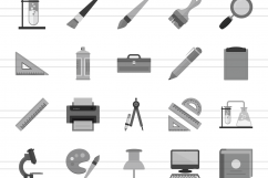 150 Office &amp; Stationery Flat Greyscale Icons Product Image 2