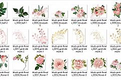 Blush Pink Wedding Floral Clipart Product Image 2