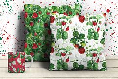 Watercolor Strawberry seamless digital paper pack Product Image 6