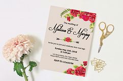 Red Flower Wedding Invitation Template Product Image 2