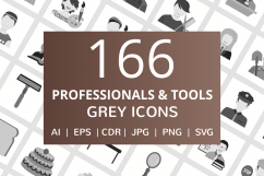 166 Professionals &amp; their Tools Flat Greyscale Icons Product Image 1