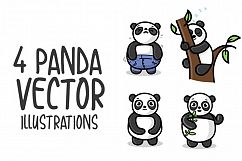 4 Panda Illustrations with 12 Hand Drawn Patterns  Product Image 2