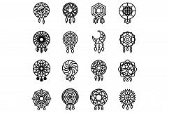 Dream catcher icons set, outline style Product Image 1